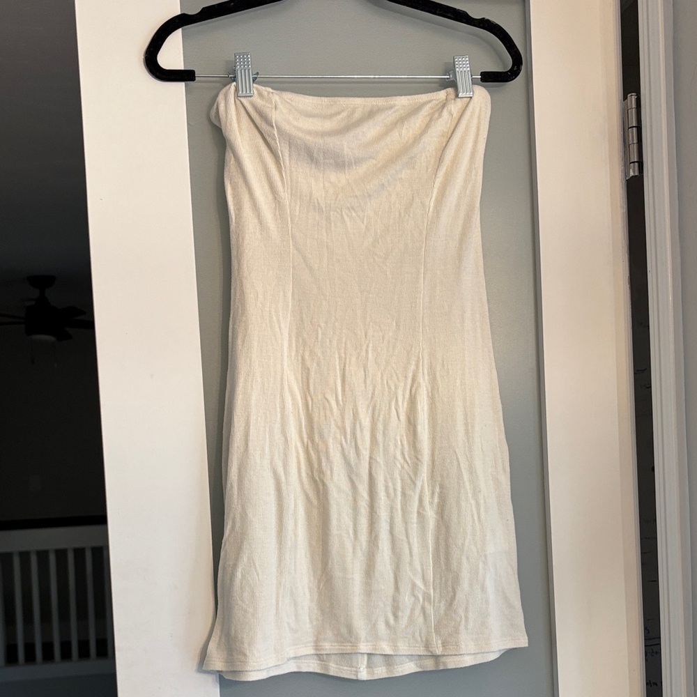 Reformation strapless dress mini dress size medium slightly sheer swim coverup